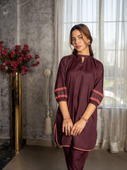 Burgundy Women CO-ORDS Set Stitched Suit (All Season) VW13-A