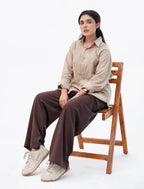 Mocha Brown Wide-Leg Pants side view