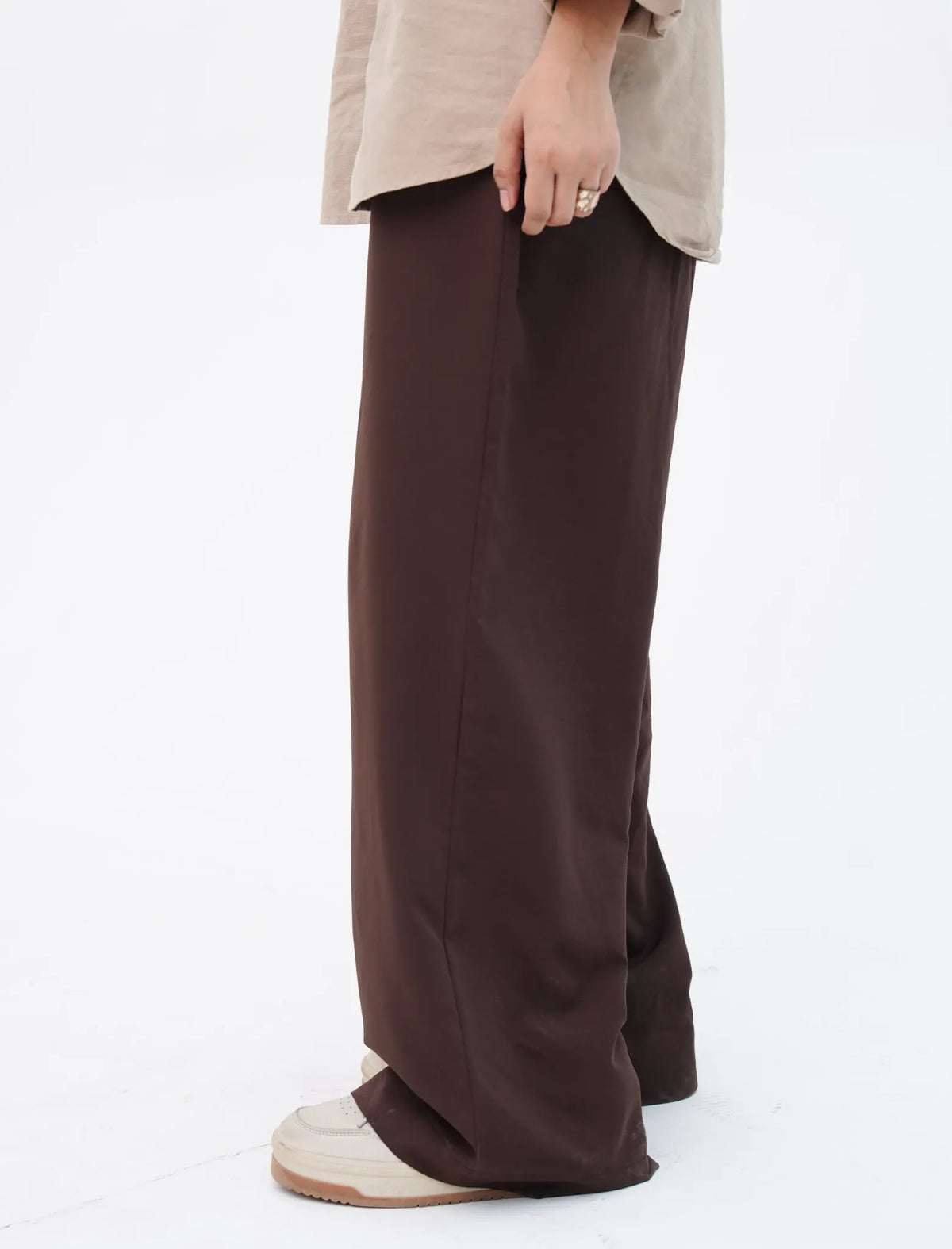 Mocha Brown Wide-Leg Pants back view